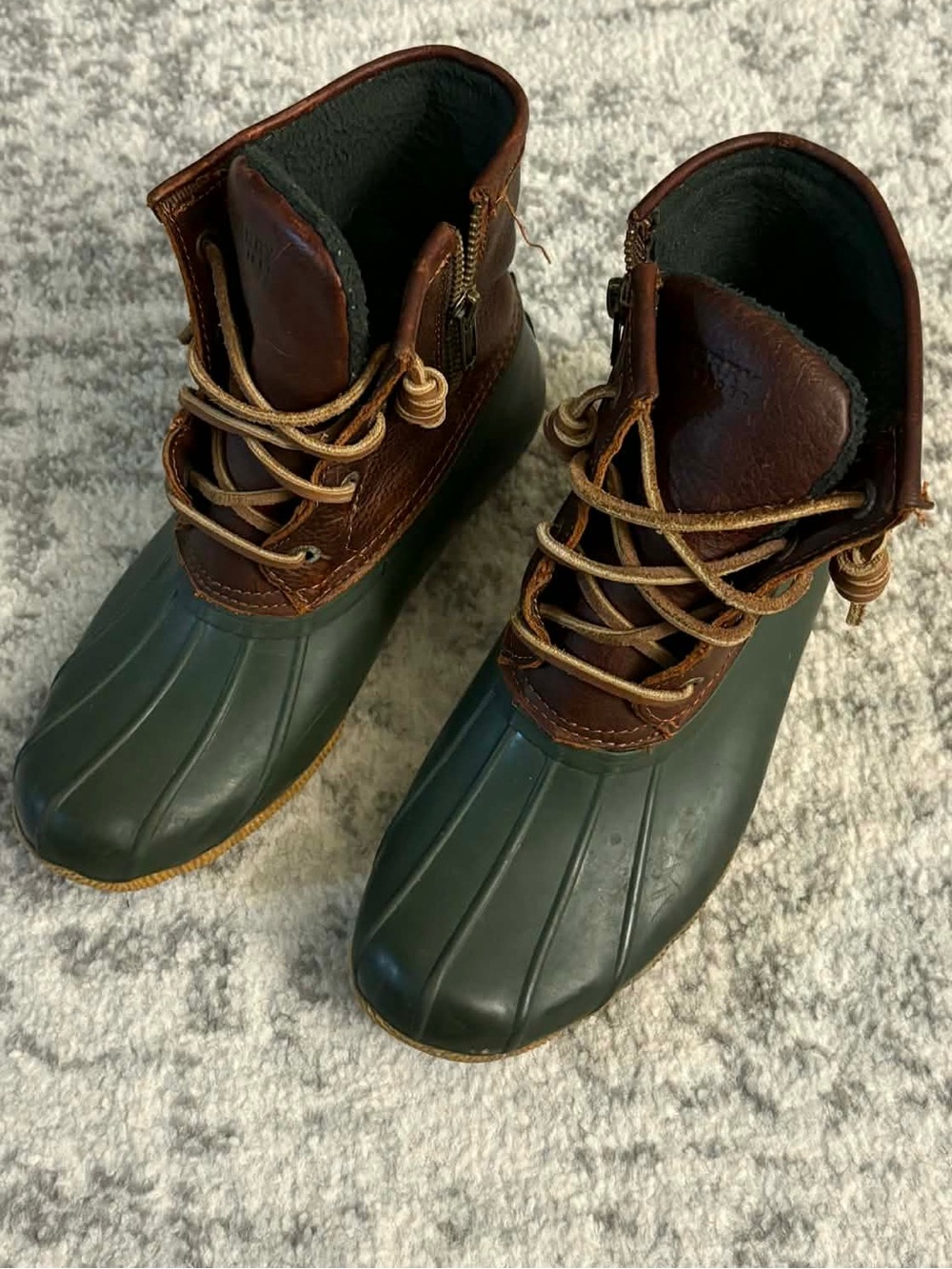 Sperry Womens Saltwater Waterproof  Rubber Boot Tan Green Boot, Size 5